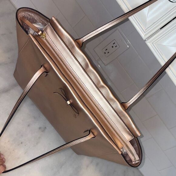 Kate Spade Bag Purse Handbag New York Sawyer Street Taden Metallic Leather Tote - Picture 12 of 16